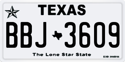 TX license plate BBJ3609