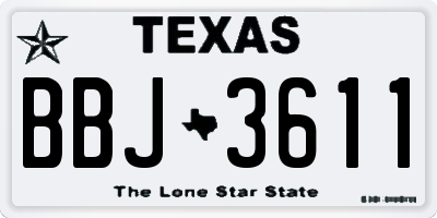 TX license plate BBJ3611