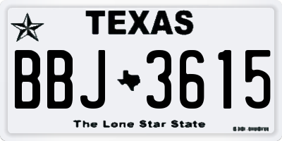 TX license plate BBJ3615