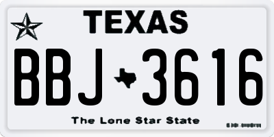 TX license plate BBJ3616