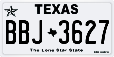 TX license plate BBJ3627