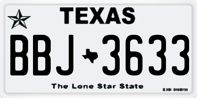 TX license plate BBJ3633