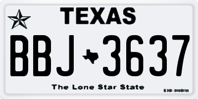 TX license plate BBJ3637