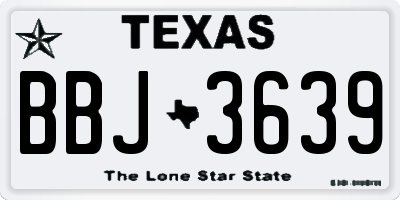 TX license plate BBJ3639