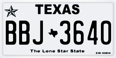 TX license plate BBJ3640