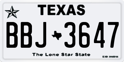 TX license plate BBJ3647