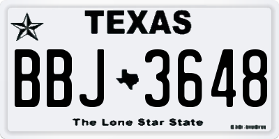 TX license plate BBJ3648