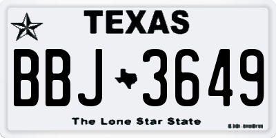 TX license plate BBJ3649