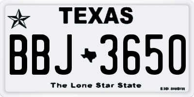 TX license plate BBJ3650