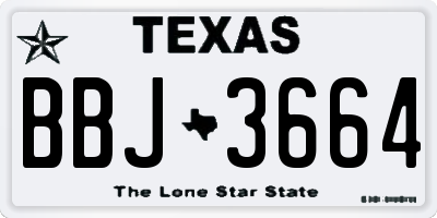 TX license plate BBJ3664