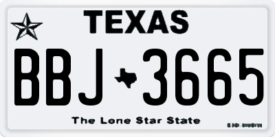 TX license plate BBJ3665
