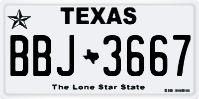 TX license plate BBJ3667