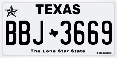 TX license plate BBJ3669