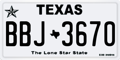 TX license plate BBJ3670