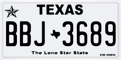 TX license plate BBJ3689