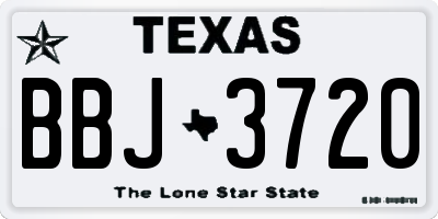 TX license plate BBJ3720