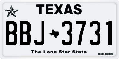 TX license plate BBJ3731