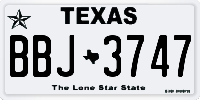 TX license plate BBJ3747
