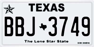 TX license plate BBJ3749
