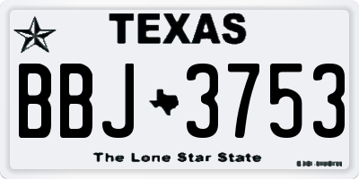 TX license plate BBJ3753