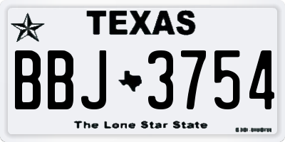 TX license plate BBJ3754