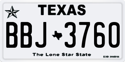 TX license plate BBJ3760