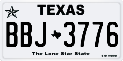 TX license plate BBJ3776