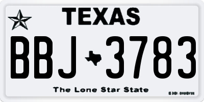 TX license plate BBJ3783
