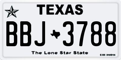 TX license plate BBJ3788