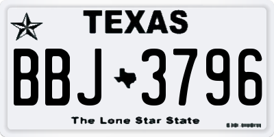 TX license plate BBJ3796