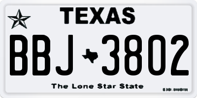TX license plate BBJ3802