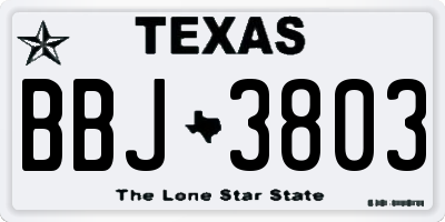 TX license plate BBJ3803