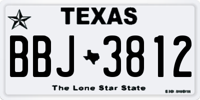 TX license plate BBJ3812