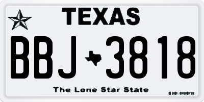 TX license plate BBJ3818