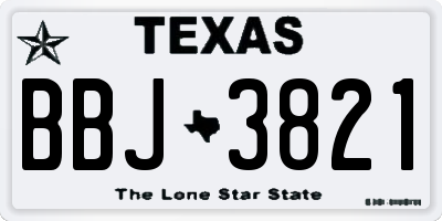 TX license plate BBJ3821