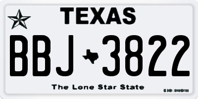TX license plate BBJ3822