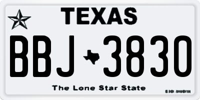 TX license plate BBJ3830