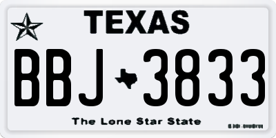 TX license plate BBJ3833