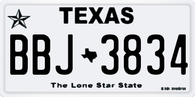 TX license plate BBJ3834