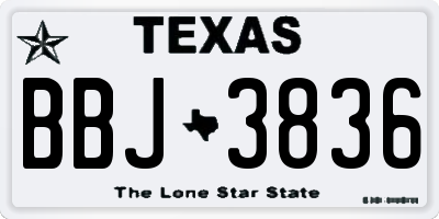 TX license plate BBJ3836