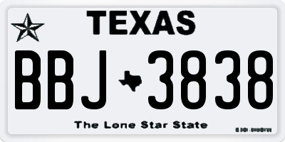 TX license plate BBJ3838