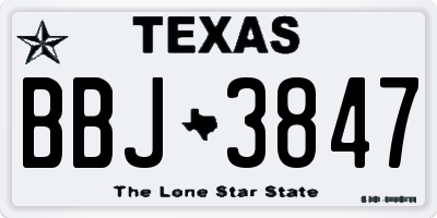 TX license plate BBJ3847