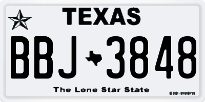 TX license plate BBJ3848