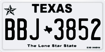 TX license plate BBJ3852