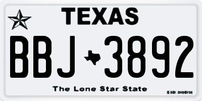 TX license plate BBJ3892
