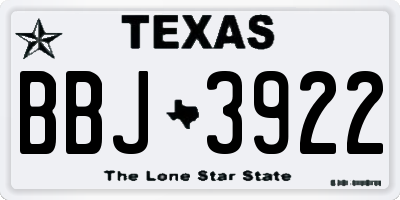TX license plate BBJ3922