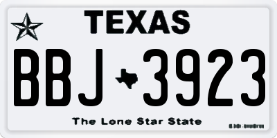 TX license plate BBJ3923