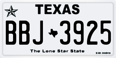TX license plate BBJ3925