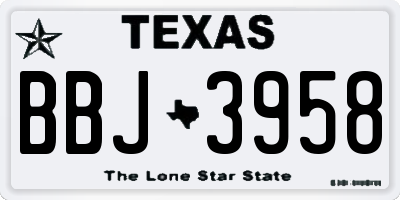 TX license plate BBJ3958