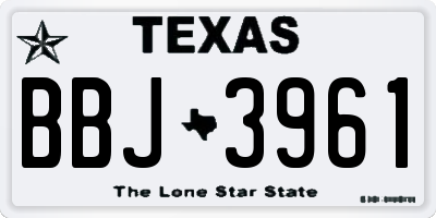 TX license plate BBJ3961